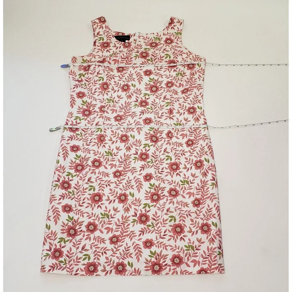 Charter Club Sheath Dress Women's Size 10 Cotton Pink Poppy Floral Zipper VTG - Picture 7 of 16